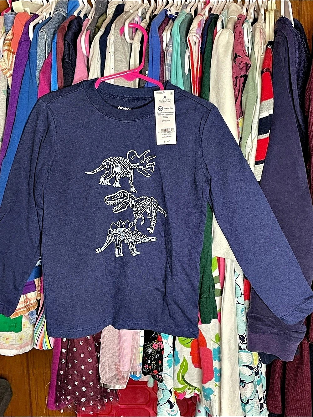 OshKosh Dinosaur Long Sleeve Tee Blue Size 3T NWT